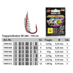 SAENGER Spiral Teighaken 150cm